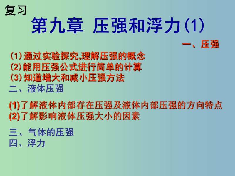 八年级物理下册 第10章 压强和浮力复习课件 （新版）苏科版.ppt_第1页