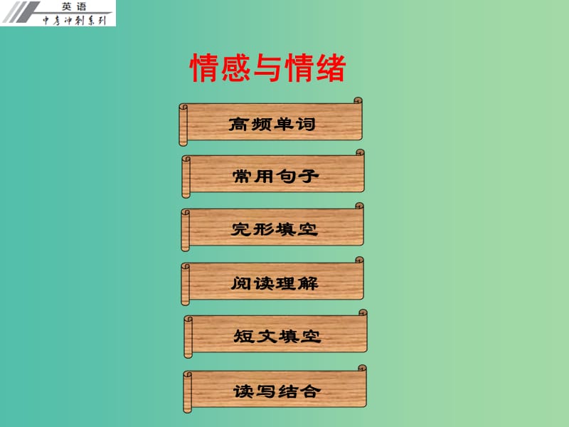 中考英语冲刺复习 话题专题训练 情感与情绪课件.ppt_第1页