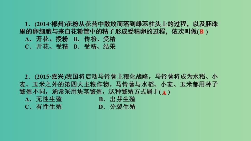 中考科学 考点集训6 植物的生殖和发育复习课件.ppt_第2页