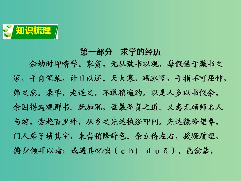 中考语文 第二部分 古诗文阅读 专题1 第17篇 送东阳马生序（节选）复习课件 新人教版.ppt_第2页