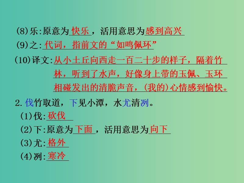 中考语文 第一部分 教材知识梳理 文言文知识复习 八上 一、小石潭记课件.ppt_第3页