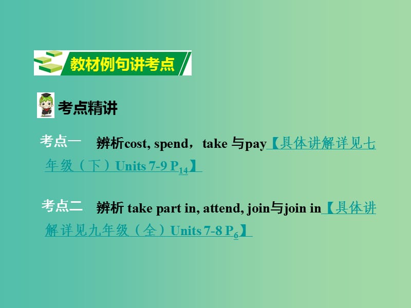 中考英语 第一部分 教材知识梳理 九全 Units 13-14课件 人教新目标版.ppt_第3页