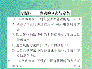 中考化學第二輪復習 專題訓練 提升能力 專題四 物質(zhì)的分離與除雜練習課件 新人教版.ppt