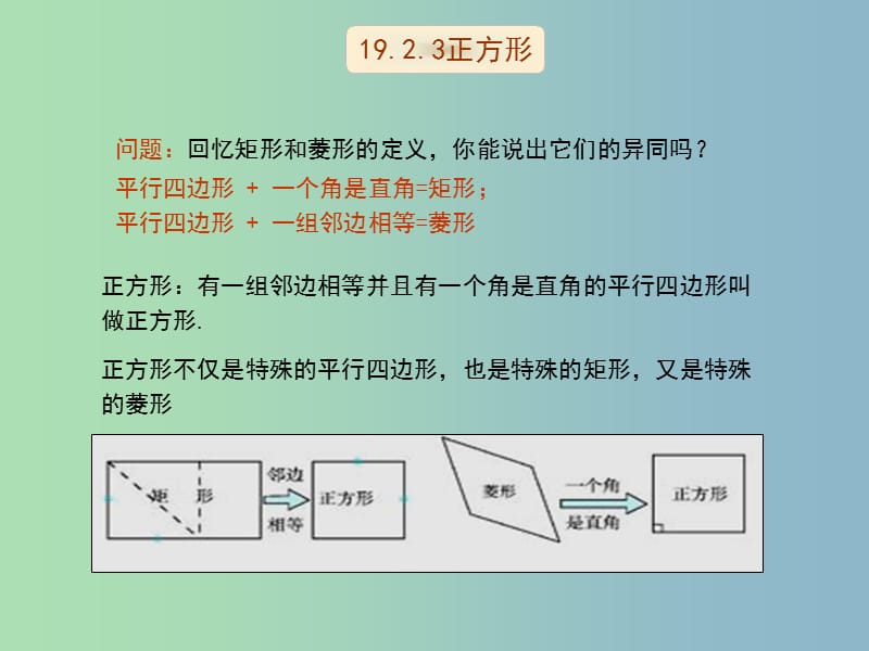 八年级数学下册 19.2.3 正方形课件 新人教版.ppt_第1页