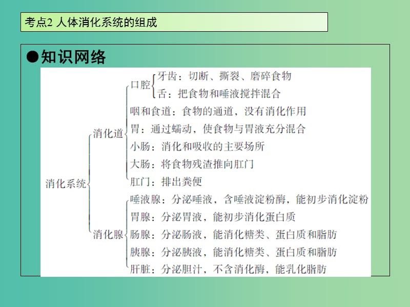 中考生物 第4单元 考点2 人体消化系统的组成课件 新人教版.ppt_第2页