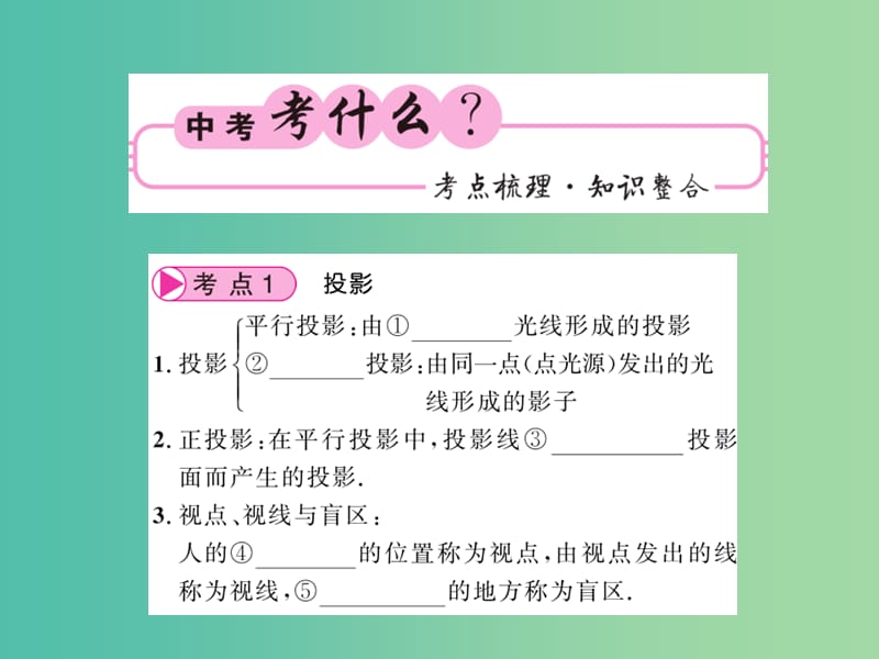 中考数学 第1轮 同步演练 夯实基础 第2部分 图形与空间 第7章 图形与变换 第25节 投影与视图课件.ppt_第2页