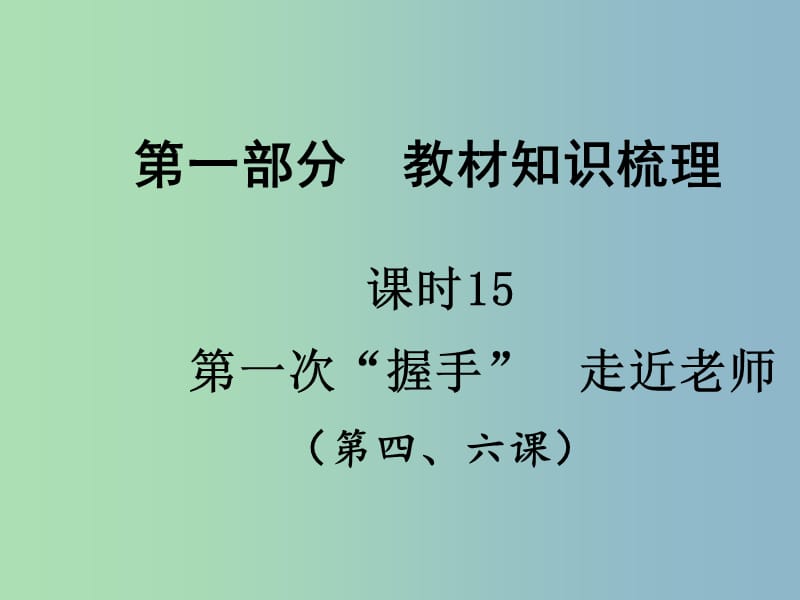 中考政治总复习 知识梳理精讲 七上 第4-6课课件 人民版.ppt_第1页