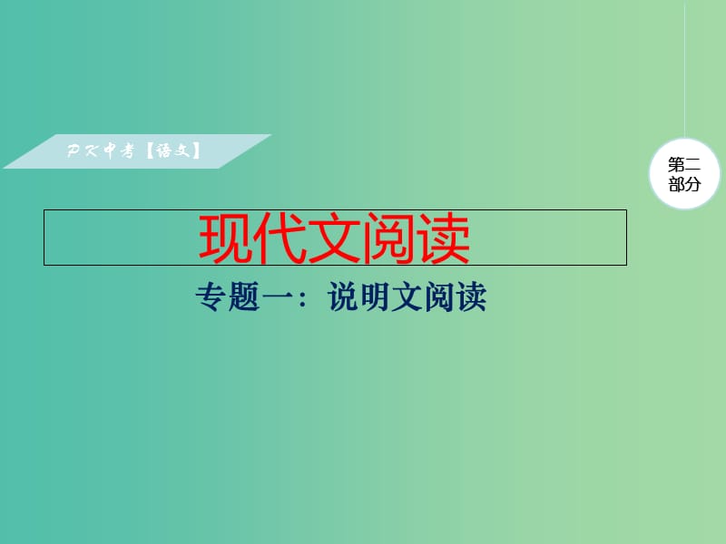 中考语文复习 第二部分 现代文阅读 专题一 说明文阅读课件.ppt_第1页