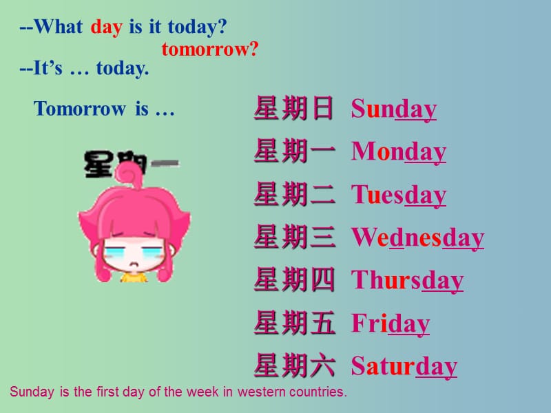 七年级英语上册 Starter Module 4 My everyday life Unit 1 What day is it today课件 （新版）外研版.ppt_第2页