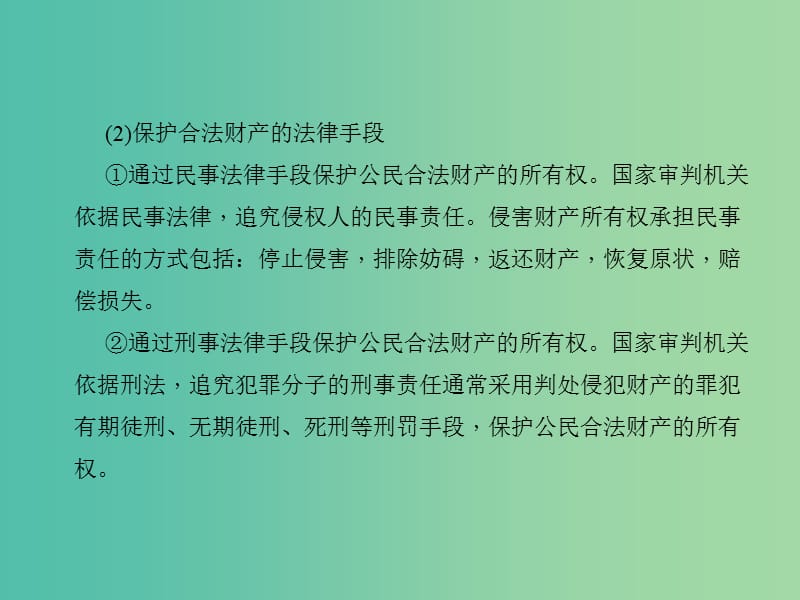 中考政治 知识盘查三 法律教育 考点39 学会依法维护公民的合法财产所有权和智力成果权课件 新人教版.ppt_第3页