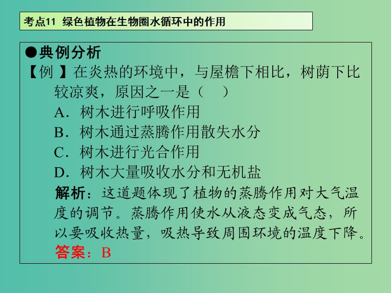 中考生物 第3单元 考点11 绿色植物在生物圈水循环中的作用课件 新人教版.ppt_第3页