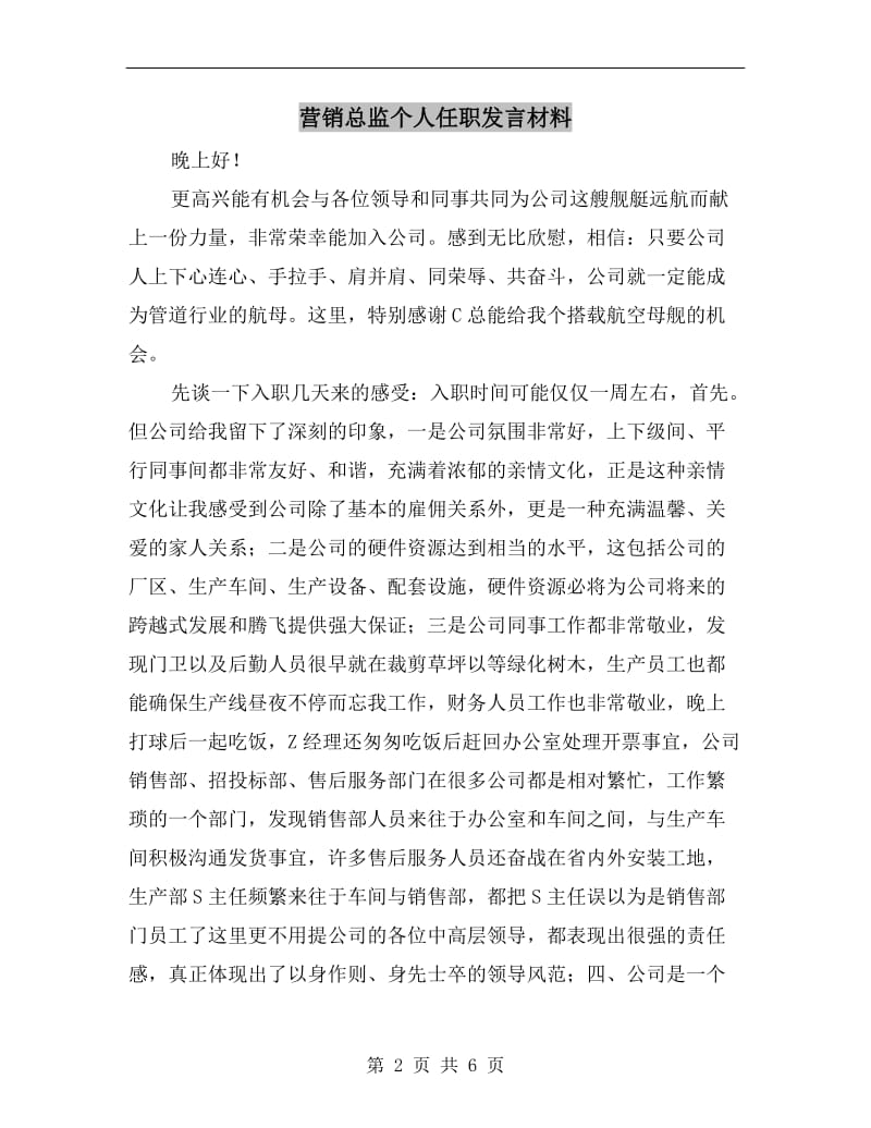 营销总监个人任职发言材料.doc_第2页