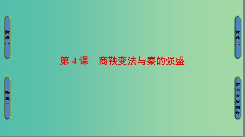 高中历史 第2单元 古代历史上的改革（下）第4课 商鞅变法与秦的强盛课件 岳麓版选修1.ppt_第1页