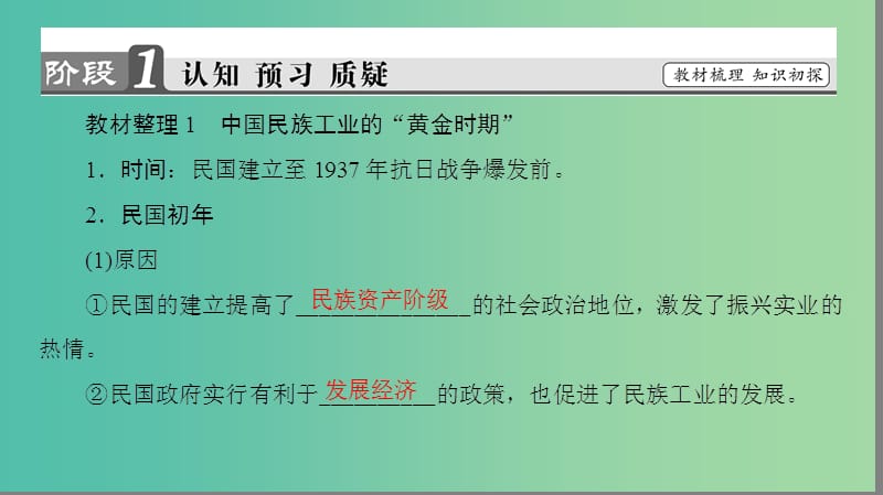 高中历史 第2单元 工业文明的崛起和对中国的冲击 第11课 民国时期民族工业的曲折发展课件 岳麓版必修2.ppt_第3页