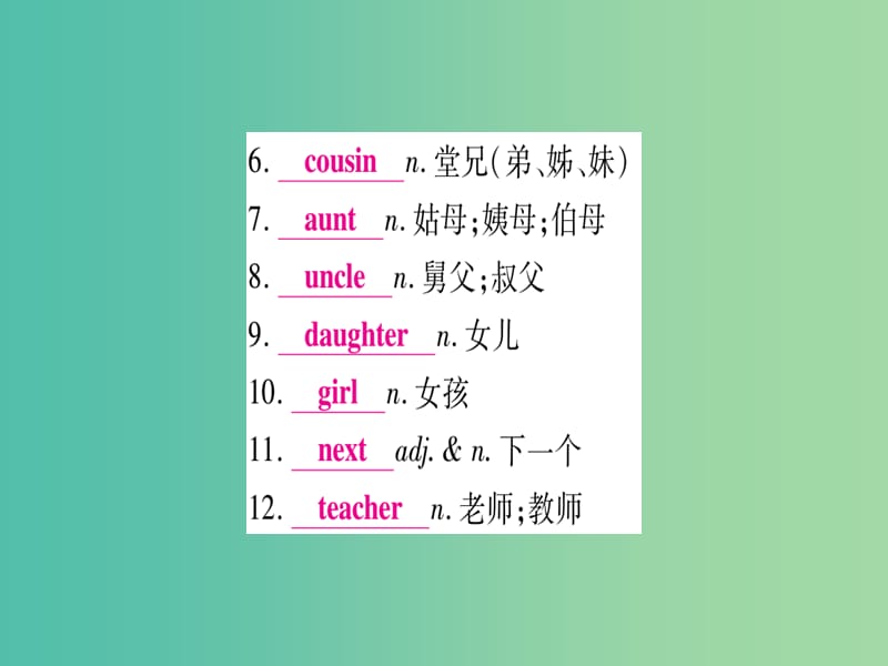 中考英语 第一篇 教材系统复习 考点精讲1 七上 Units 1-4课件 人教新目标版.ppt_第3页