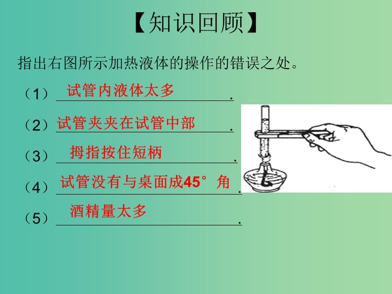 九年级化学上册 第1单元 课题3 走进化学实验室 第5课时 实验的基本操作（四）课件 （新版）新人教版.ppt_第2页