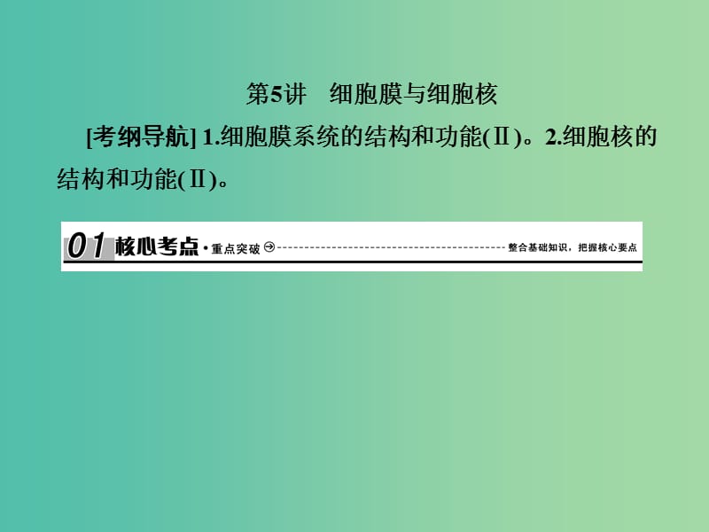 高考生物总复习第二单元细胞的结构和物质的输入输出2-5细胞膜与细胞核课件.ppt_第1页