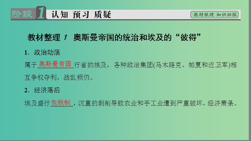 高中历史 第4单元 工业文明冲击下的改革 第13课 穆罕默德阿里改革课件 岳麓版选修1.ppt_第3页