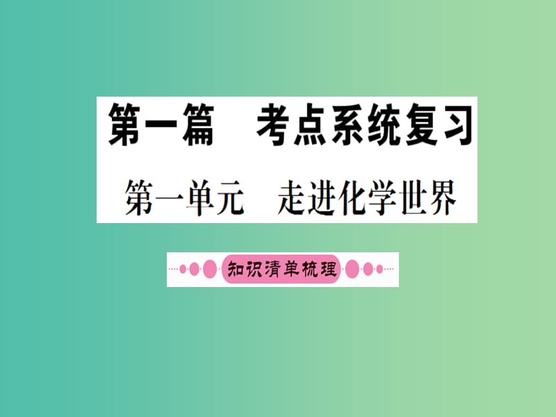 中考化学 第一篇 考点系统复习 第一单元 走进化学世界课件.ppt_第1页