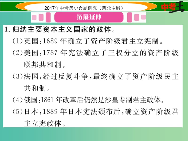 中考历史总复习 热点专题速查 专题七 近代资本主义发展史课件.ppt_第2页