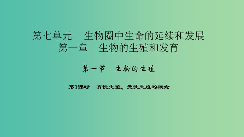 八年级生物下册第七单元第一章第一节植物的生殖第1课时有性繁殖无性繁殖的概念课件新版新人教版.ppt_第1页