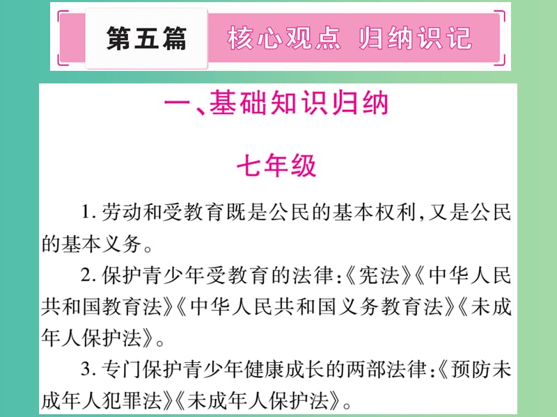 中考政治总复习 核心观点、归纳识记课件 人民版.ppt_第1页