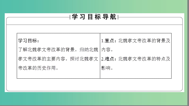 高中历史 第2单元 古代历史上的改革（下）第5课 北魏孝文帝改革与民族融合课件 岳麓版选修1.ppt_第2页