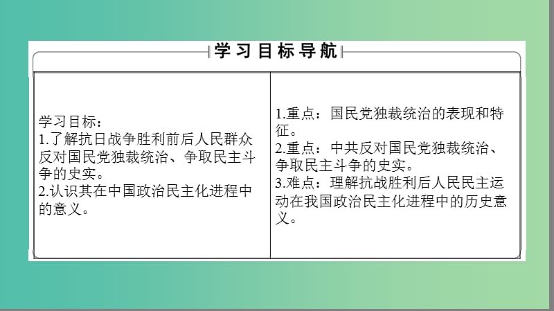 高中历史 专题5 人民群众争取民主的斗争 4 反对国民党独裁统治的斗争课件 人民版选修2.ppt_第2页