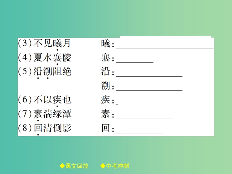 中考语文总复习 第2部分 古诗文积累与阅读 专题14 文言文阅读（规定篇目复习）（13）三峡课件.ppt_第3页