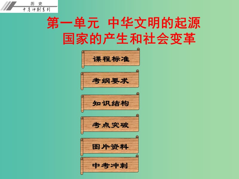 中考历史总复习 第一部分 中国古代史 第一单元 中华文明的起源 国家的产生和社会变革课件.ppt_第1页