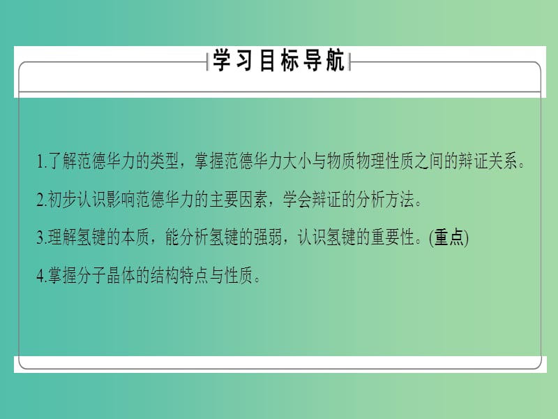 高中化学 专题3 微粒间作用力与物质性质 第4单元 分子间作用力 分子晶体课件 苏教版选修3.ppt_第2页