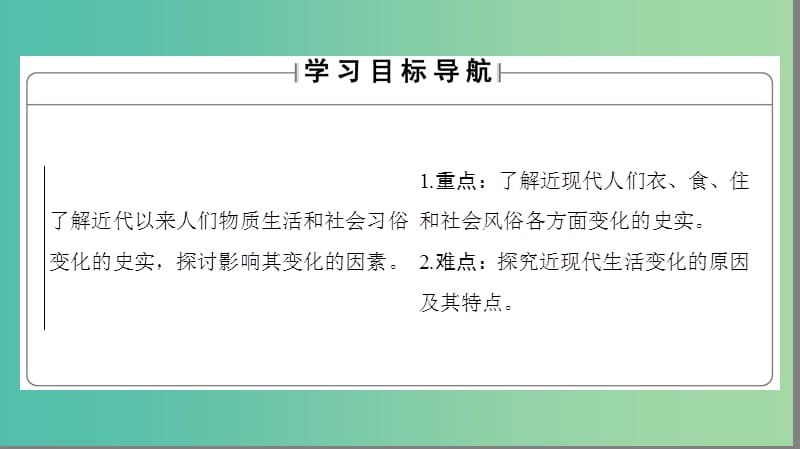 高中历史 专题4 中国近现代社会生活的变迁 1 物质生活和社会习俗的变迁课件 人民版必修2.ppt_第2页