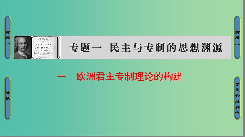 高中历史 专题1 民主与专制的思想渊源 1 欧洲君主专制理论的构建课件 人民版选修2.ppt_第1页