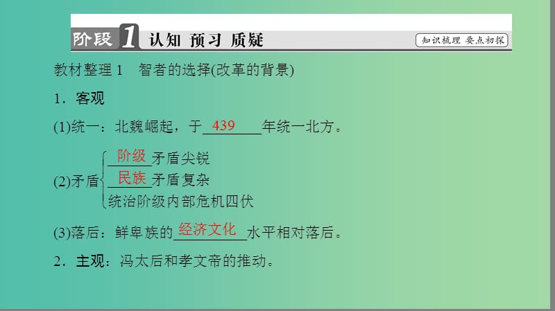 高中历史 专题3 北魏孝文帝改革 1 励精图治的孝文帝改革课件 人民版选修1.ppt_第3页