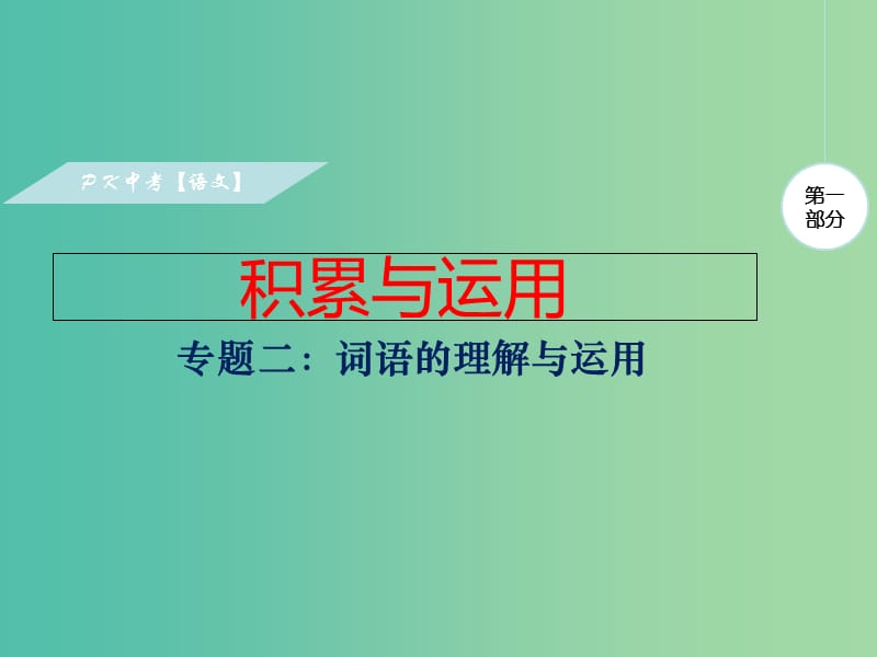 中考语文复习 第一部分 积累与运用 专题二 词语的理解与运用课件.ppt_第1页