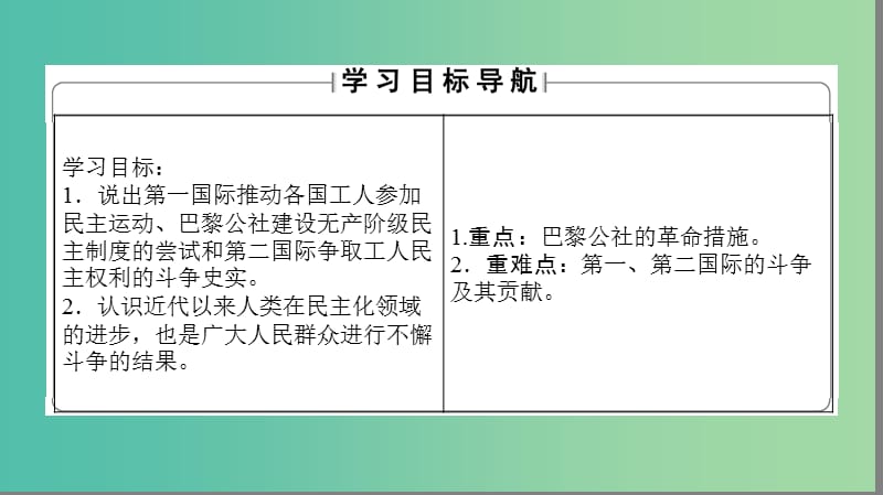 高中历史 第4单元 从来就没有救世主 第13课 国际工人运动课件 岳麓版选修2.ppt_第2页