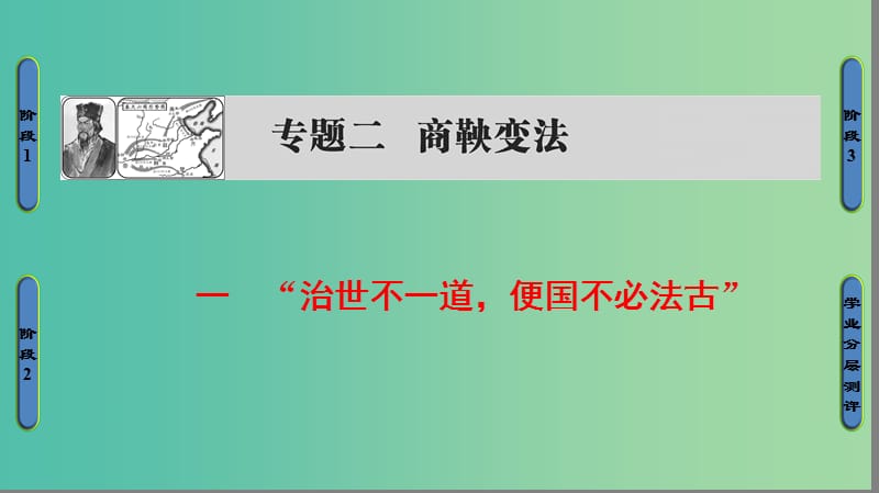 高中历史 专题2 商鞅变法 1“治世不一道便国不必法古”课件 人民版选修1.ppt_第1页