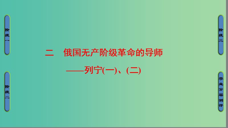 高中历史专题5无产阶级革命家二俄国无产阶级革命的导师--列宁一二课件人民版.ppt_第1页