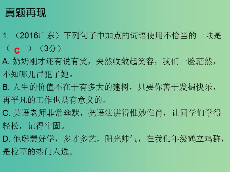 中考语文总复习 第二部分 基础 第三节 词语运用课件.ppt_第3页