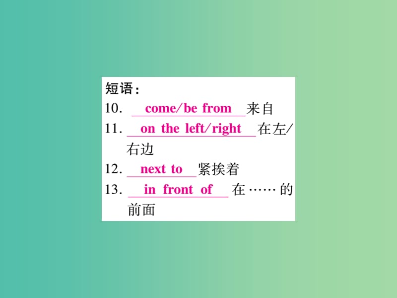 中考英语 第一篇 教材系统复习 考点精讲1 七上 Modules 1-5课件 外研版.ppt_第3页