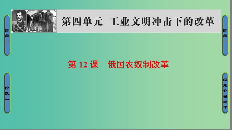 高中历史 第4单元 工业文明冲击下的改革 第12课 俄国农奴制改革课件 岳麓版选修1.ppt_第1页