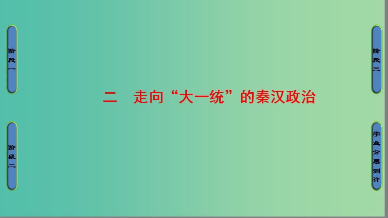 高中历史 专题1 古代中国的政治制度 2 走向“大一统”的秦汉政治课件 人民版必修1.ppt_第1页