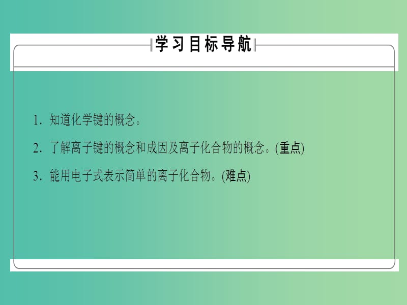 高中化学专题1微观结构与物质的多样性第2单元微粒之间的相互作用力第1课时离子键课件苏教版.ppt_第2页