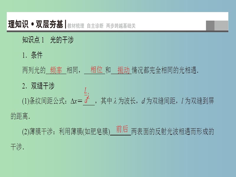 高三物理一轮复习鸭部分第12章振动波动光电磁波与相对论第4节光的波动性电磁波相对论课件.ppt_第2页