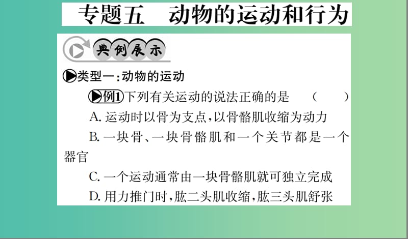 中考生物 专题综合突破 专题五 动物的运动和行为课件.ppt_第1页