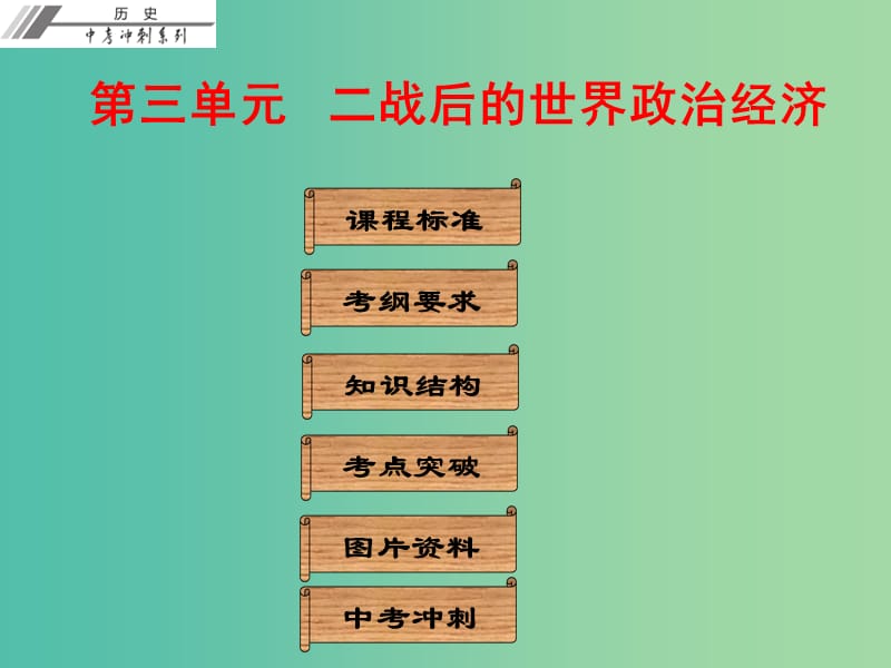 中考历史总复习 第六部分 世界现代史 第三单元 二战后的世界政治经济课件.ppt_第1页