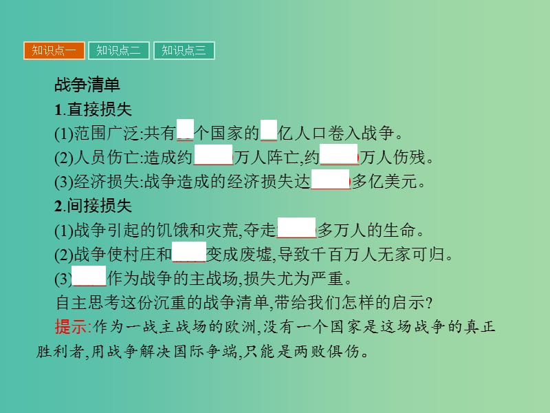 高中历史 第一单元 第一次世界大战 3 大战的后果课件 岳麓版选修3.ppt_第3页