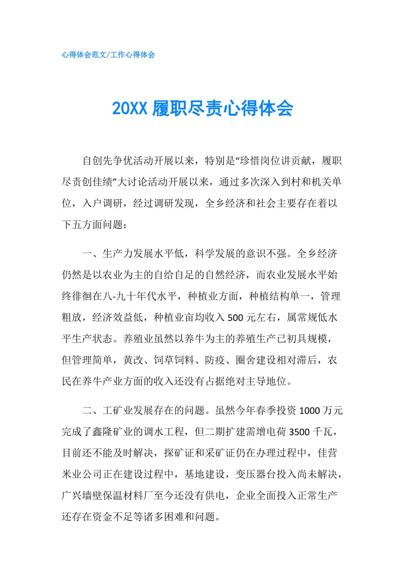 20XX履职尽责心得体会.doc_第1页