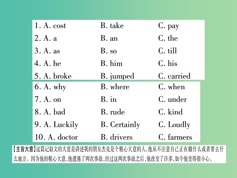 中考英语 第二篇 中考专题突破 第一部分 语法专题突破十四 完全填空课件 外研版.ppt_第3页