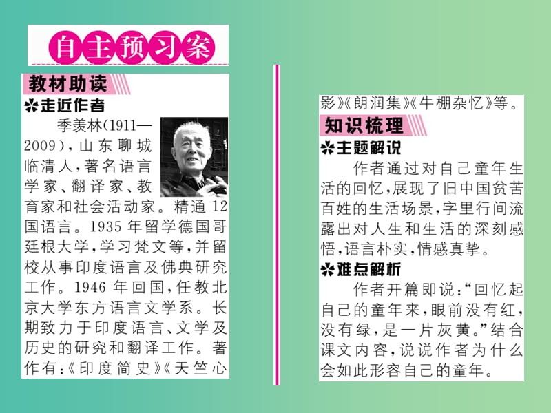 八年级语文下册 第一单元 人生轨迹 5《我的童年》导学课件 （新版）新人教版.ppt_第2页